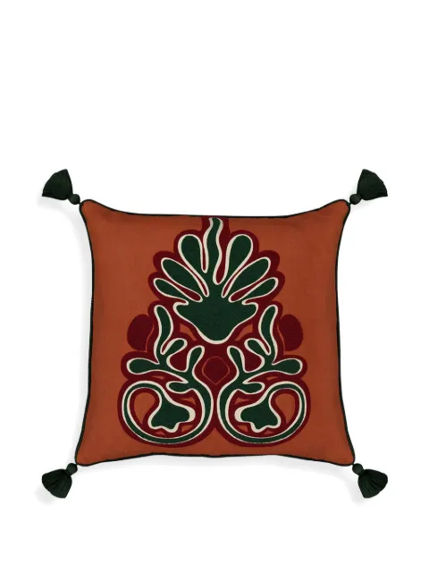 HOUSE OF CAPRICORN Teles embroidered linen cushion Orange 90543BRKOS
