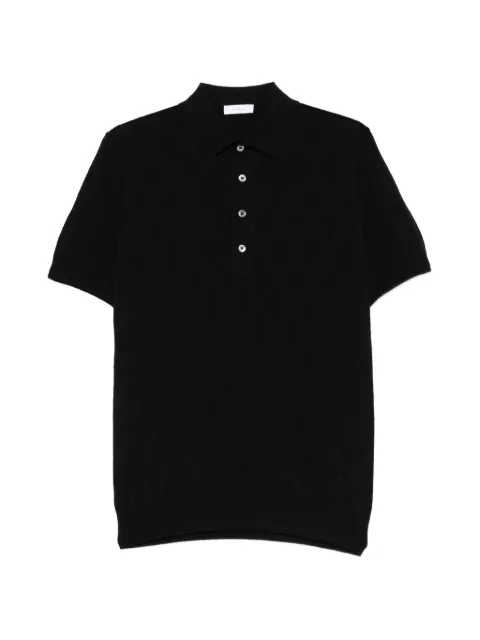 DIKTAT diamond-knit polo shirt Black DK17019B