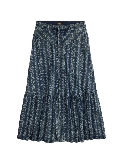 Ralph Lauren RRL floral-motif A-line skirt Blue 282P17005