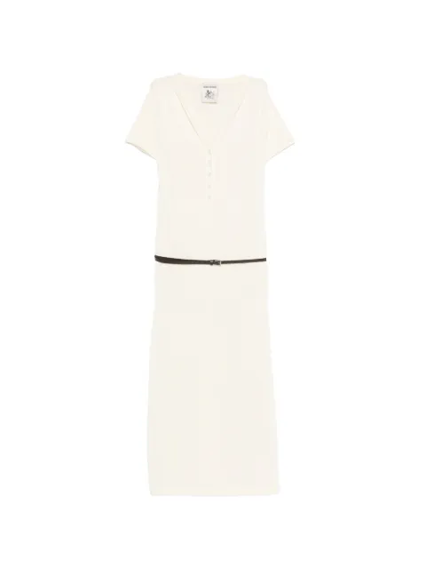 Semicouture belted button-fastening maxi dress Neutrals S6SA21