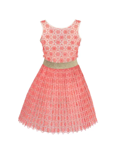 Manoush flower appliqué pleated dress Pink WCV240605