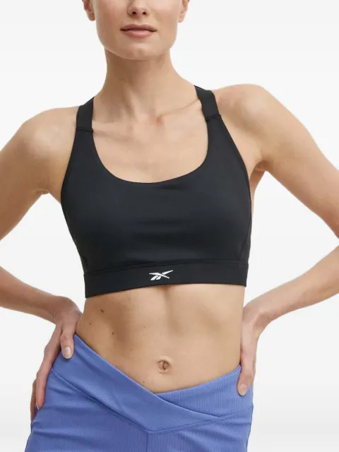 Reebok Lux logo-print racerback bra Black 100202561