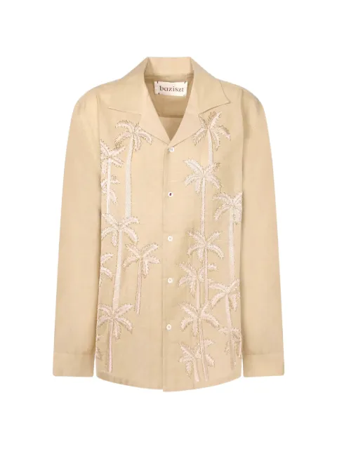 Baziszt palm-tree embroidered shirt Neutrals BZPS26SR03096