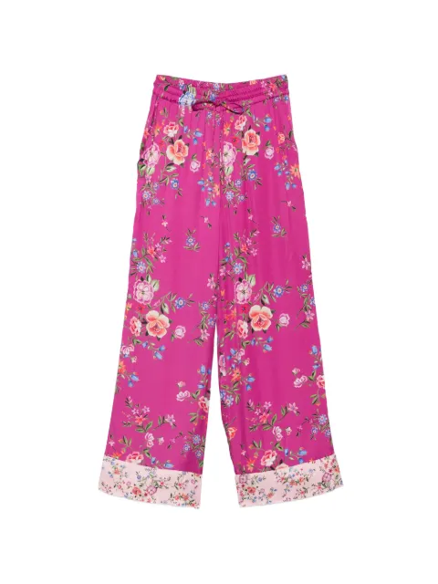 LIU JO floral-pattern drawstring-fastening trousers Pink CA6206TS562