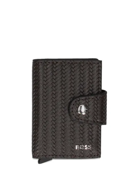 BOSS woven leather cardholder Brown 50568584