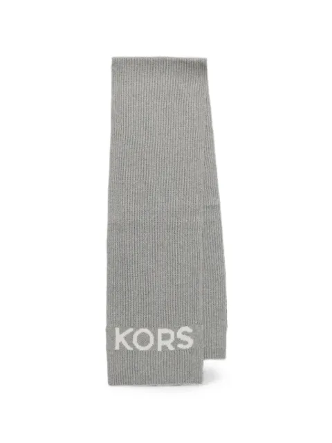 Michael Michael Kors ribbed logo-intarsia scarf Grey 539877