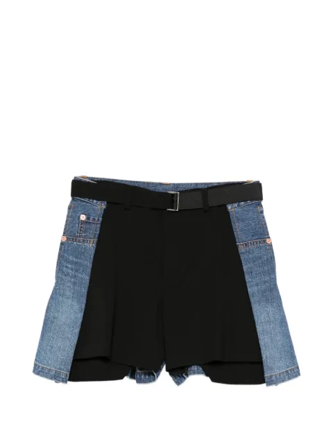 sacai denim-panel shorts Black 2608435
