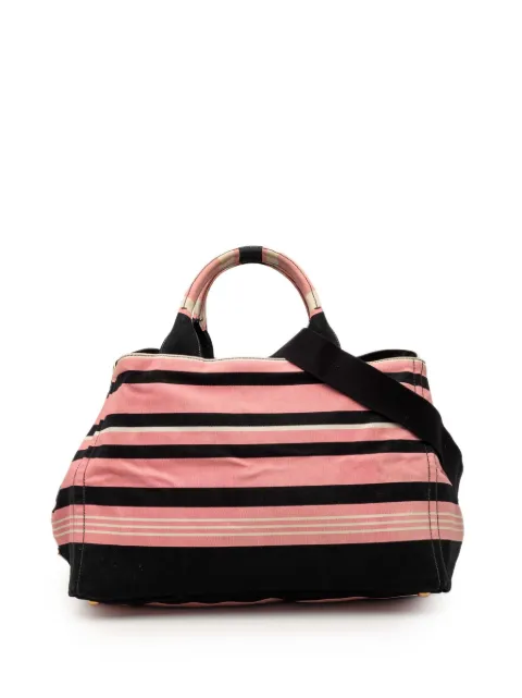 Prada Pre-Owned 2013-2025 Large Canvas Canapa Righe Striped satchel Pink QIX7XZIFZIKZOSFV