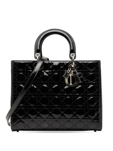 Christian Dior Pre-Owned 2009 Large Patent Cannage Lady Dior satchel Black INK1JPIVLJFZA75D