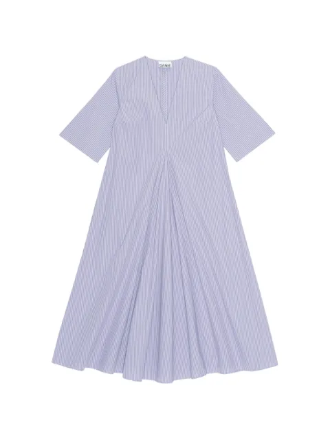 GANNI striped V-neck dress Purple F8553