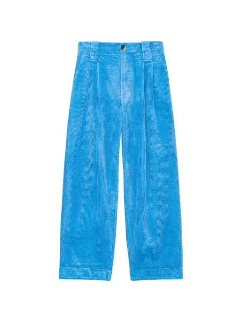 GANNI pleated corduroy trousers Blue F8840