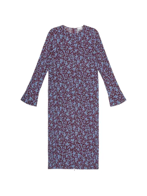 GANNI floral long-sleeve midi dress Brown F9083