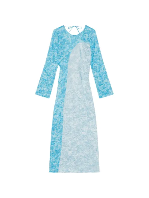 GANNI tie-back midi dress Blue F8124