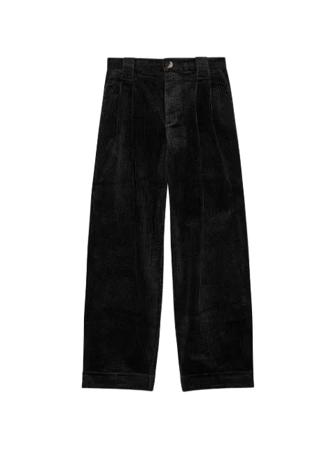 GANNI pleated corduroy trousers Black F8970