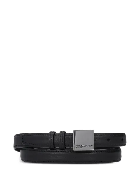 Karl Lagerfeld Jeans logo-engraved square-buckle belt Black A1W33125999