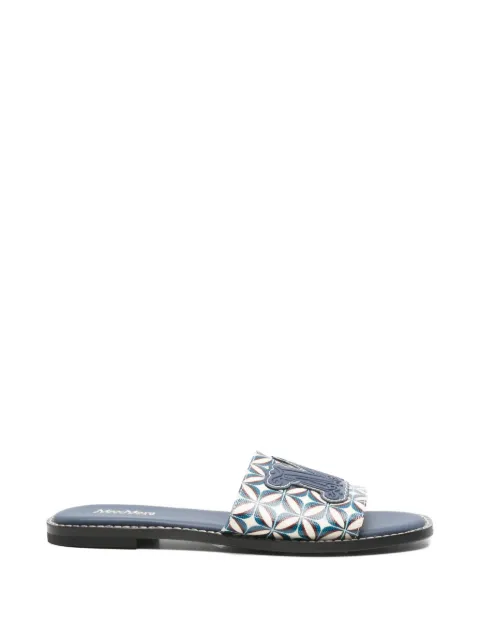 Max Mara geometric-print logo-patch sandals Blue 2616521059600