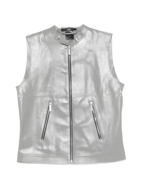 SAPIO metallic-finish sleeveless gilet Silver SS26N6SM