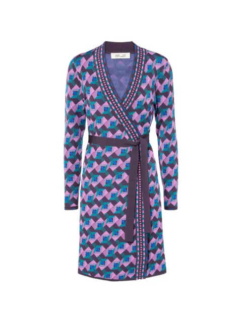 Dvf Vintage geometric-print wrap dress Purple DVFDR3S003