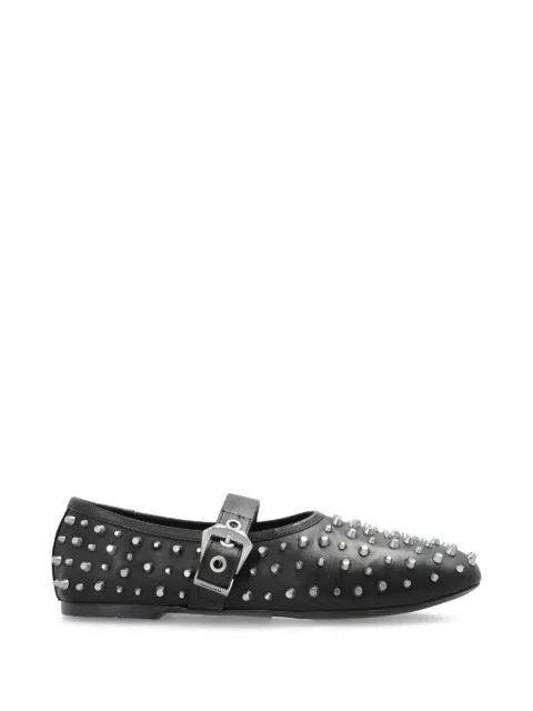 AllSaints studded buckle leather ballet flats Black W088FE