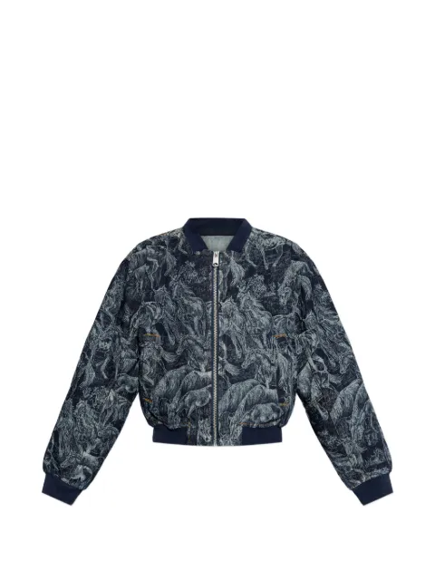 AllSaints Kaytra horse-print bomber jacket Blue W047OE