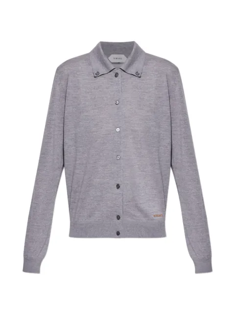 Versace embroidered wool knit cardigan Grey 10243671A17402