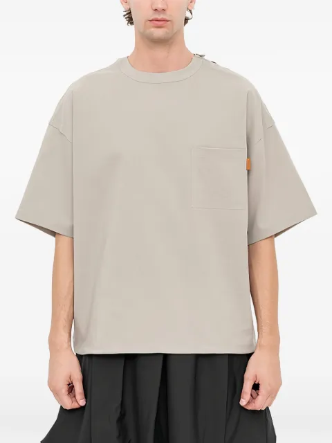 SONGZIO embroidered polyptych woven T-shirt Neutrals MI3TS701BE