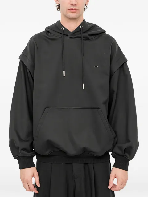 SONGZIO embroidered layered-sleeve hoodie Black MI2TS700BK