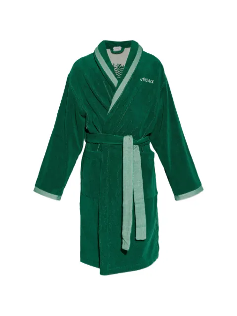 Versace Home Medusa-motif belted bathrobe Green 10242151A17767
