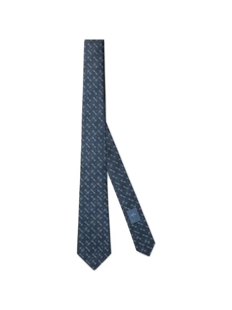 Gucci Horsebit silk patterned tie Blue 853367PCEX4E009