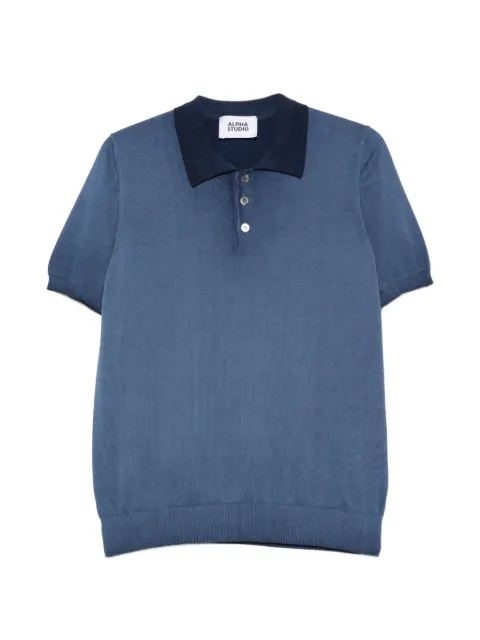 ALPHA STUDIO button collar polo shirt Blue AU5001BS