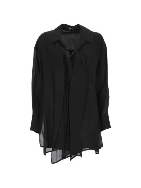 Eleh semi-sheer tie-fastening shirt Black SS260171NERO