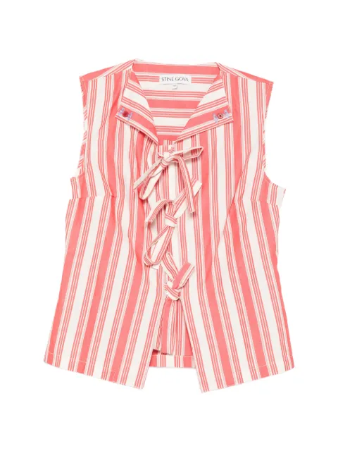 Stine Goya striped tie-front top Red SGT1782487