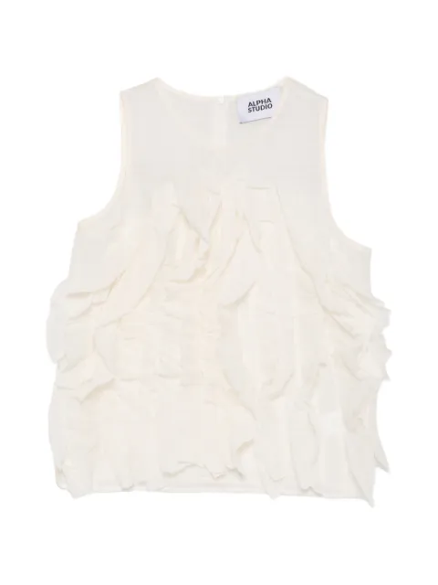 ALPHA STUDIO ruffled top White AD6541P