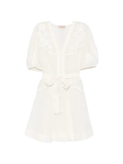 TWINSET short ramie dress with embroidery Neutrals 261TT2290