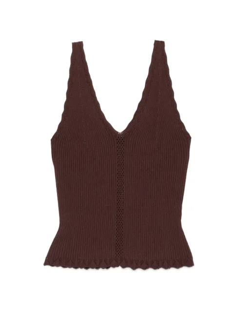 TWINSET ribbed scalloped-edge top Brown 261TT3122