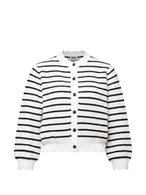 Drykorn striped scalloped-edge cardigan Neutrals 42406188729