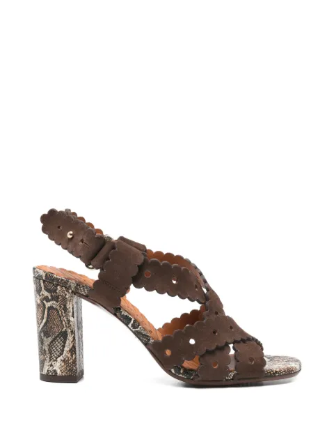 Chie Mihara scalloped snakeskin sandals Brown BIBY