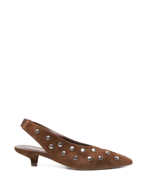biancadi studded-embellishment slingback pumps Brown 2481