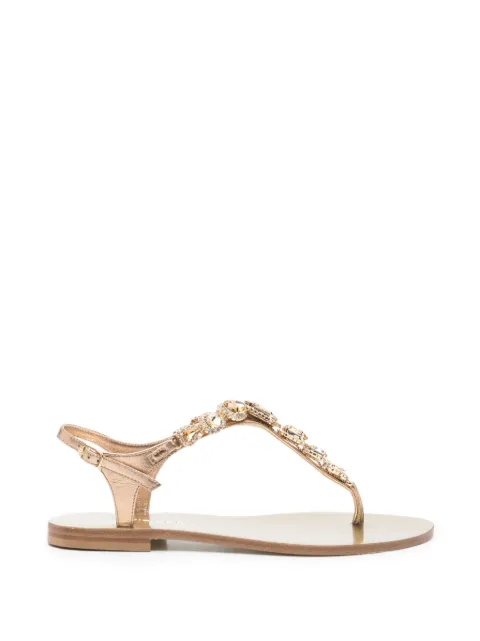 EDDI CUOMO glass-embellished T-strap sandals Gold T3685
