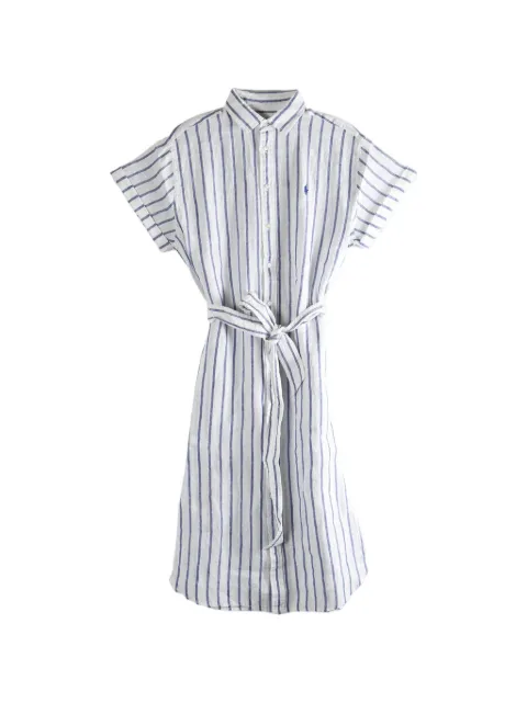 Polo Ralph Lauren striped-pattern tie-waist midi shirt dress White 211965843501