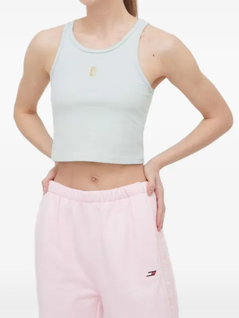 P.E Nation ribbed logo-embroidered crop top Green 22PE1W077