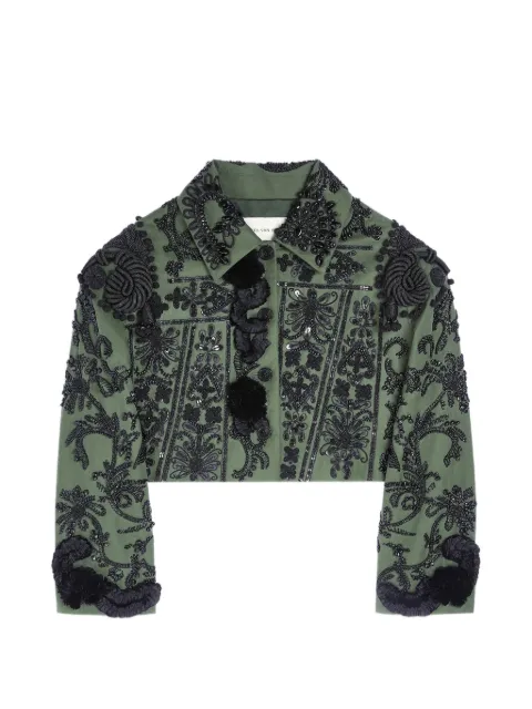DRIES VAN NOTEN sequin-embroidered cotton jacket Green 2610105553103