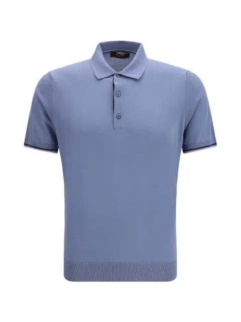 Moorer buttoned short-sleeve polo shirt Blue MOUMA100075