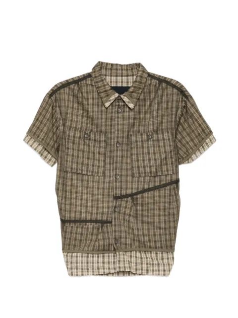 Andersson Bell layered check shirt Green ATB1536M