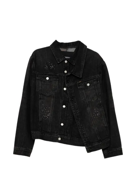 Andersson Bell stud-embellished asymmetric denim jacket Black AWA762U