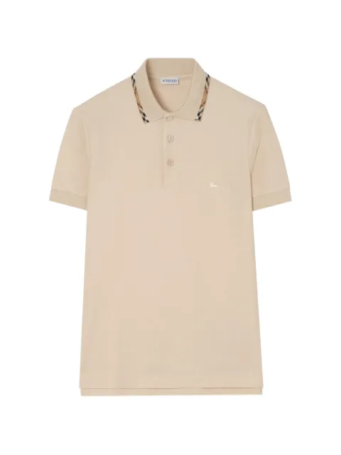 Burberry Check trim cotton polo shirt Neutrals 8126954