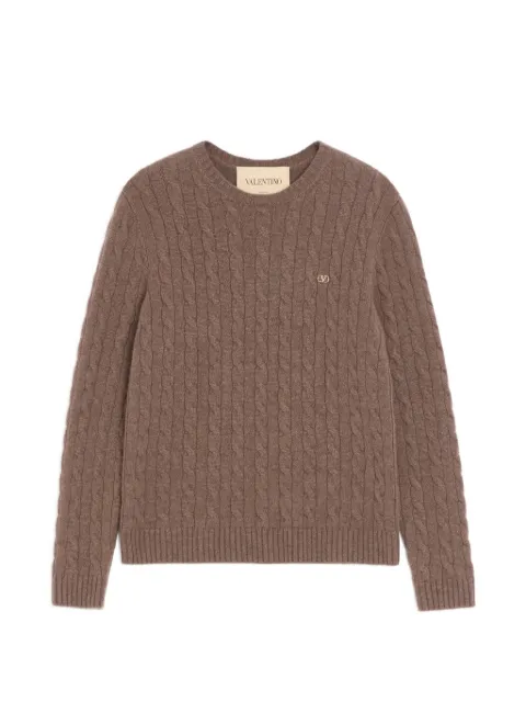 Valentino Garavani VLogo Signature cable-knit sweater Brown VKC38ZBLJ