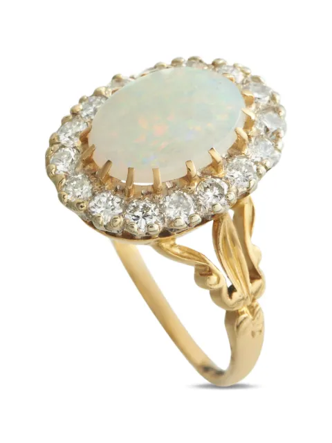 LB Exclusive halo-set diamond and opal ring Gold MF35030226