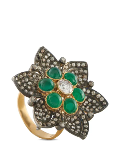 LB Exclusive floral-motif diamond and emerald ring Pink MF33030226