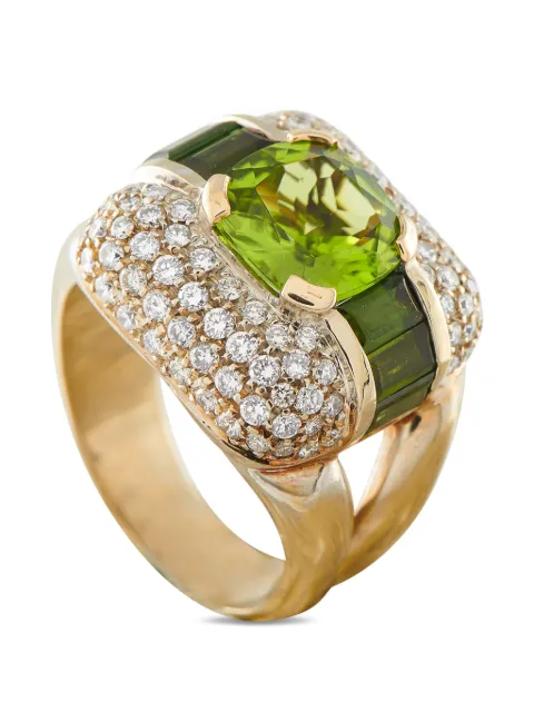 LB Exclusive round-cut diamond and peridot ring Gold MF34030326